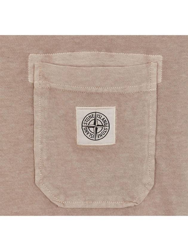 Men's Pisato Effect Logo Patch Pocket Short Sleeve T-Shirt Beige Grey - STONE ISLAND - BALAAN 5