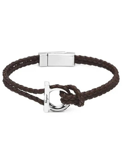 Gancini Leather Bracelet Silver Brown - SALVATORE FERRAGAMO - BALAAN 2