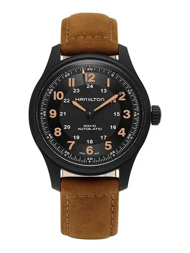 Khaki Field Titanium Leather Watch Black - HAMILTON - BALAAN 2