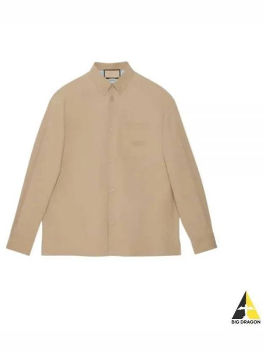 Heavy Cotton Poplin Long Sleeve Shirt Beige - GUCCI - BALAAN 2