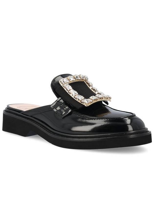 Viv' Rangers Crystal Buckle Shiny Leather Mule Black - ROGER VIVIER - BALAAN 3