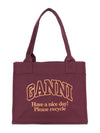 Easy Large Logo Tote Bag Burgundy - GANNI - BALAAN 2