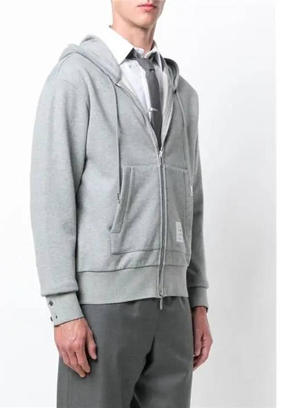 Center Back Stripe Cotton Zip Up Hoodie Light Grey - THOM BROWNE - BALAAN 9