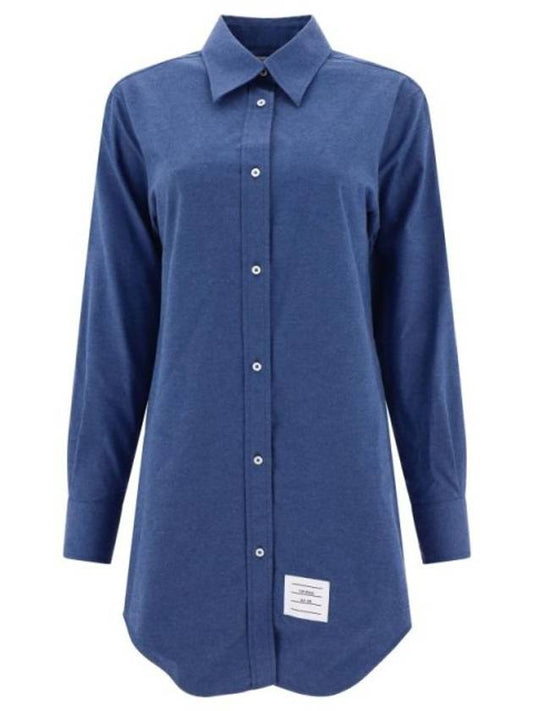 Women's Button Down Shirt Short Dress Blue - THOM BROWNE - BALAAN 1