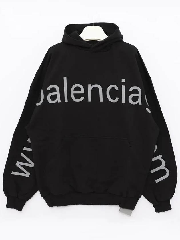 Logo Print Cotton Hoodie Black - BALENCIAGA - BALAAN 3