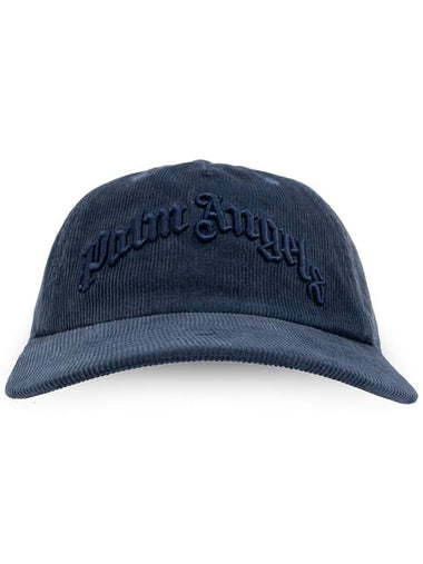 Palm Angels Corduroy Cap, Men's, Navy Blue - PALM ANGELS - BALAAN 1