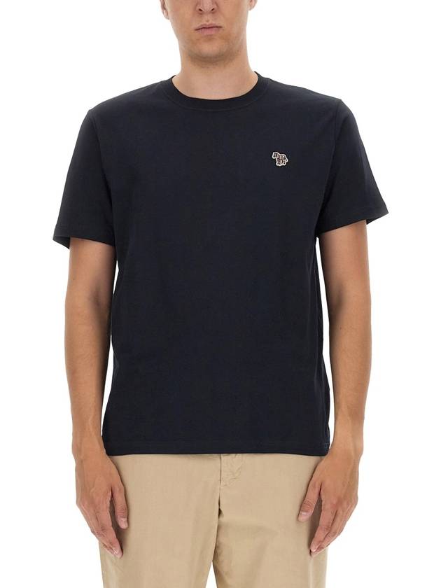 Zebra Logo Crew Neck Cotton Short Sleeve T-Shirt Navy - PAUL SMITH - BALAAN 2