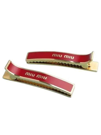 Engraved Logo Hair Pin Set Red - MIU MIU - BALAAN 2