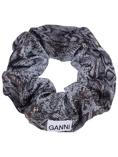 Women's Leopard Cotton Scrunchie Blue - GANNI - BALAAN 2