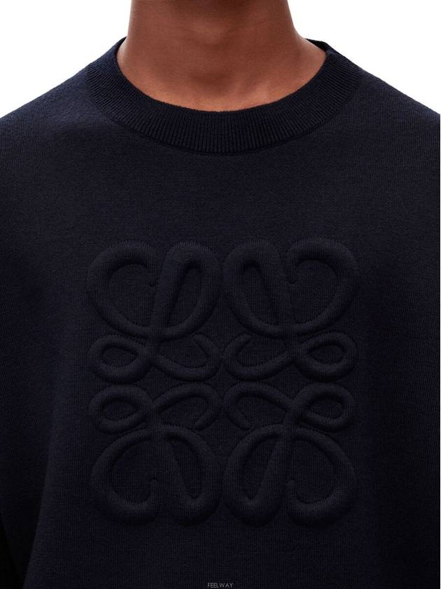 Debossed Anagram Wool Knit Top Navy - LOEWE - BALAAN 4