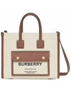 Mini Two-Tone Canvas and Leather Freya Tote Bag Natural Tan - BURBERRY - BALAAN 3