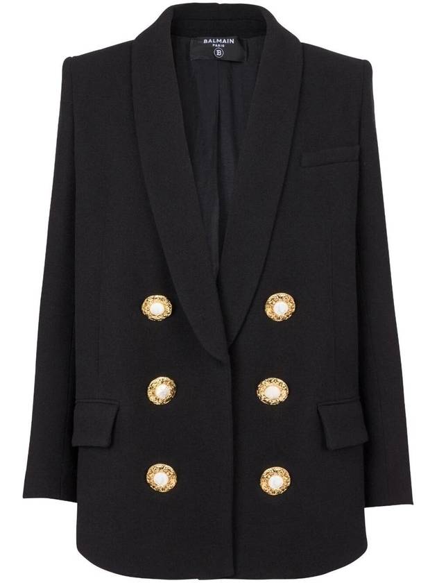 shawl collar double-breasted blazer BF0SG093WB86 0PA NOIR B0170743798 - BALMAIN - BALAAN 1