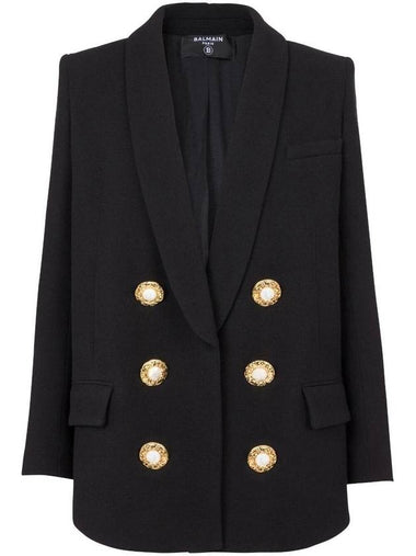 shawl collar double-breasted blazer BF0SG093WB86 0PA NOIR B0170743798 - BALMAIN - BALAAN 1