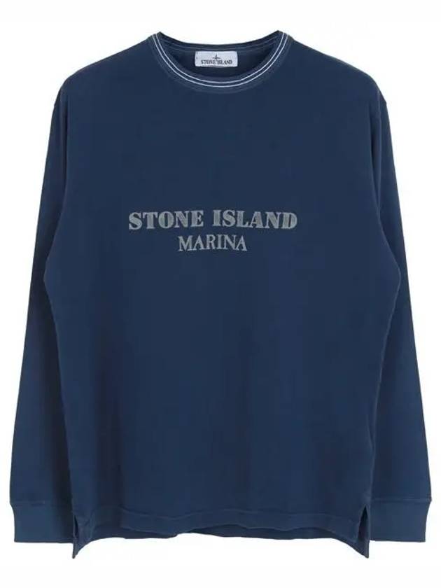 Logo Print Cotton Sweatshirt Blue - STONE ISLAND - BALAAN 2