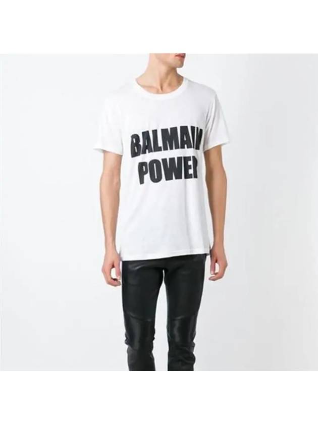 Men's Logo Print Short Sleeve TShirt White S6H J601 I601 100 - BALMAIN - BALAAN 2