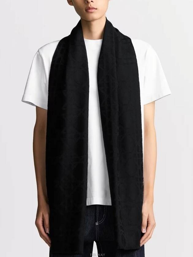 Cannage Scarf Black Cashmere - DIOR - BALAAN 2