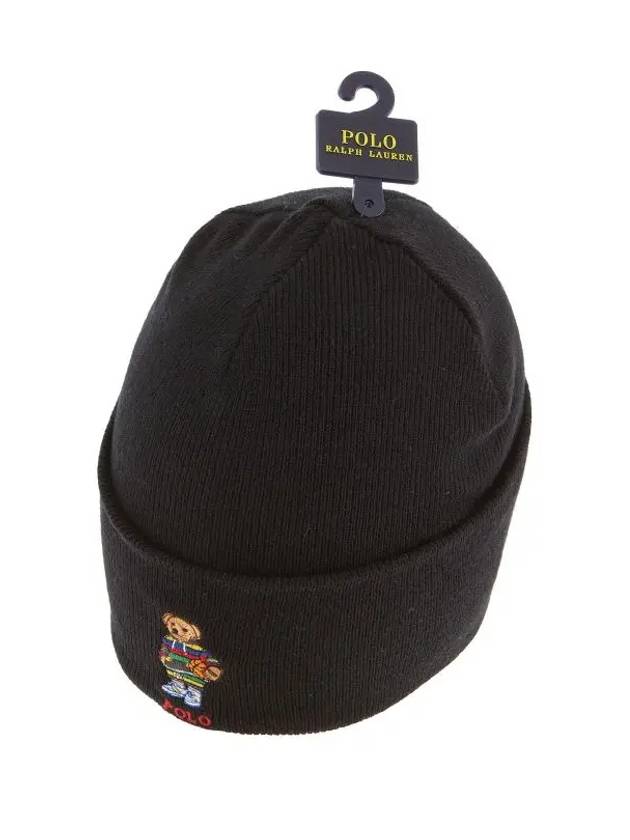 Active Bear Embroidery Beanie Black - POLO RALPH LAUREN - BALAAN 4