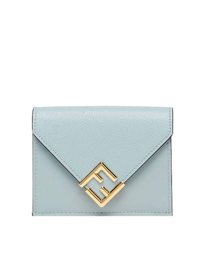 FF Diamond Calf Leather Half Wallet Light Blue - FENDI - BALAAN 2