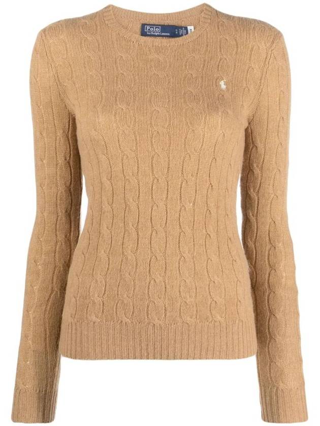 Embroidered Logo Pony Cable Knit Top Beige - POLO RALPH LAUREN - BALAAN 1
