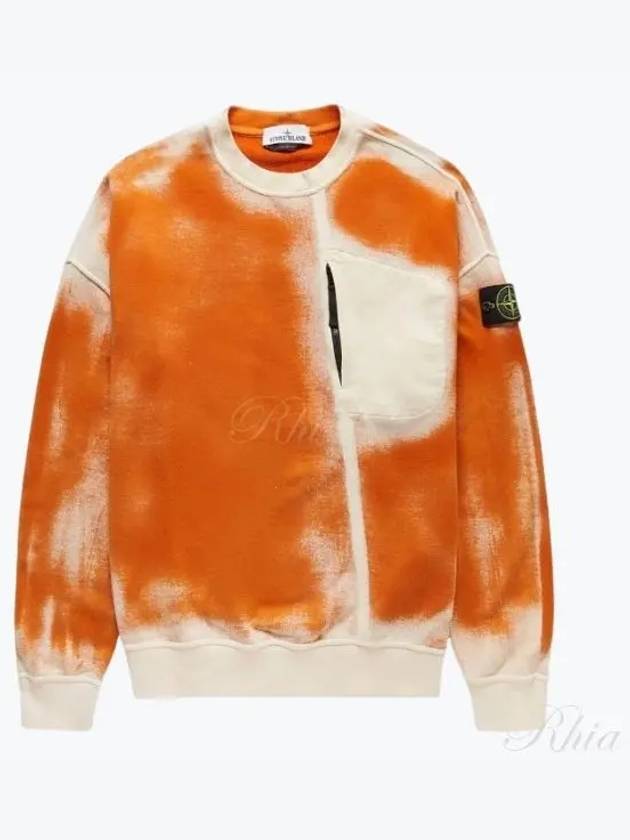 Hand Sprayed Airbrush Treatment Crew Neck Sweatshirt  Orange - STONE ISLAND - BALAAN 2