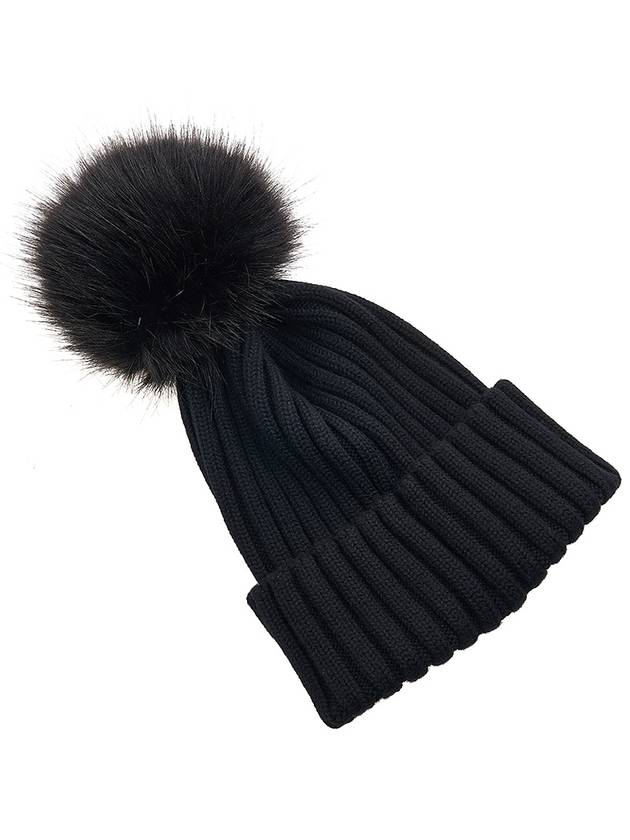 Pom-Pom Detail Wool Beanie Black - MONCLER - BALAAN 5