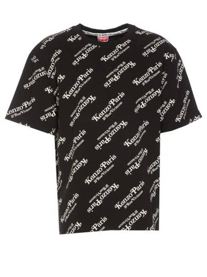 Logo All Over Cotton Short Sleeve T-shirt Black - KENZO - BALAAN 2