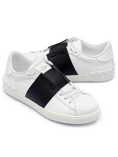 Calfskin Open Low Top Sneakers White Black - VALENTINO - BALAAN 2