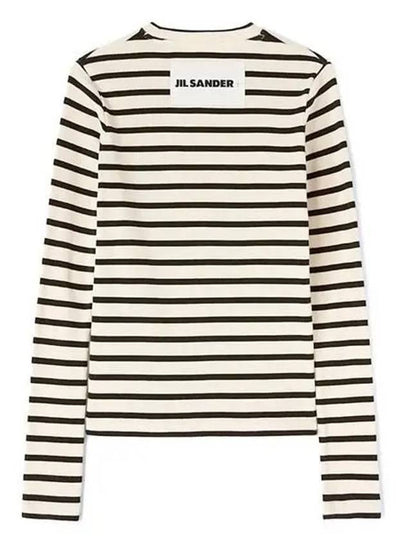 Back Logo Cotton Two Toned Stripe Long Sleeve T-Shirt Black White - JIL SANDER - BALAAN 2