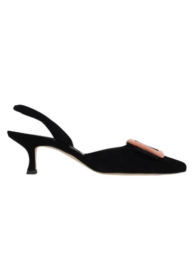 Mayslibi Leather Slingback Heels Black - MANOLO BLAHNIK - BALAAN 1