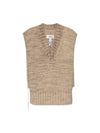 Women's V-neck Knit Vest Beige - MAISON MARGIELA - BALAAN.