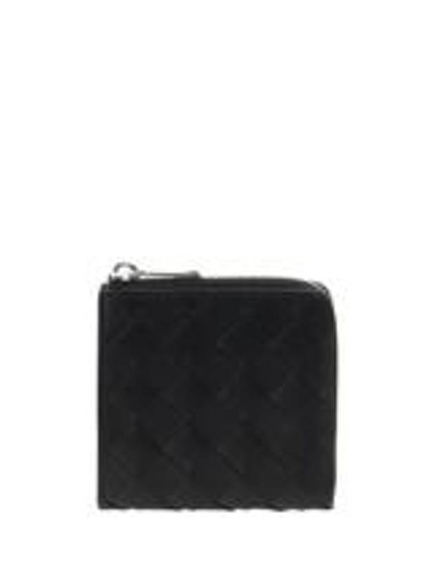 Intrecciato Square Zip Around Wallet Black - BOTTEGA VENETA - BALAAN 1