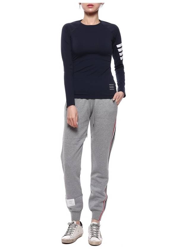 Women's 4 Bar Stripe Crewneck Compression Long Sleeve T-Shirt Navy - THOM BROWNE - BALAAN 4