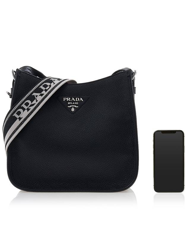 Leather Hobo Crossbody Bag Black - PRADA - BALAAN 7