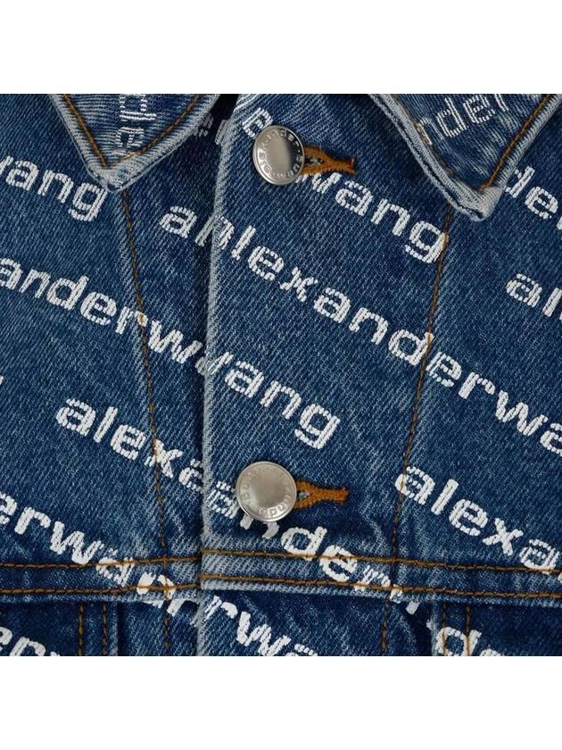 Women's Logo Print Trucker Denim Jacket Blue - ALEXANDER WANG - BALAAN 4