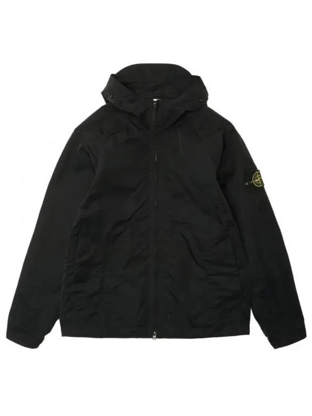 Hyper Dense Nylon Raso Logo Patch Hoodie Jacket Black - STONE ISLAND - BALAAN 2