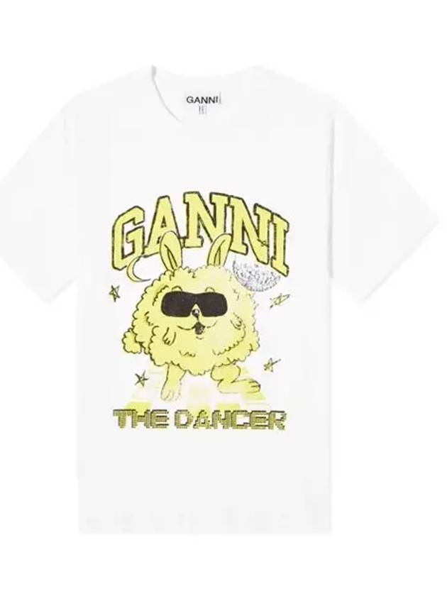 Dance Bunny Relaxed Short Sleeve T-Shirt Bright White - GANNI - BALAAN 3