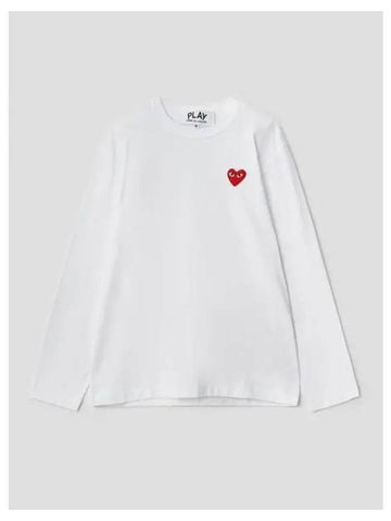 Unisex Red Heart Wappen Long Sleeve T Shirt White Domestic Product GM0024051646983 - COMME DES GARCONS PLAY - BALAAN 1