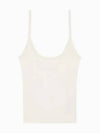 Jeans Button Strap Rib Knit Sleeveless Ivory - CALVIN KLEIN - BALAAN 2