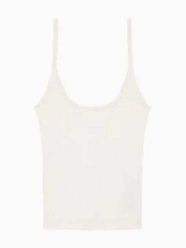 Jeans Button Strap Rib Knit Sleeveless Ivory - CALVIN KLEIN - BALAAN 2