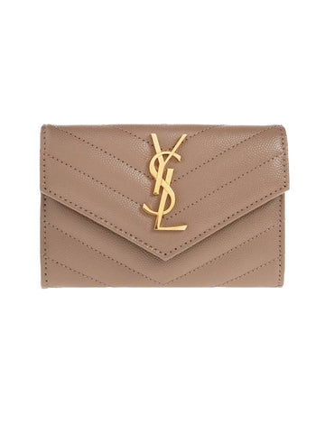 Monogram Envelope Small Half Wallet Taupe - SAINT LAURENT - BALAAN 1