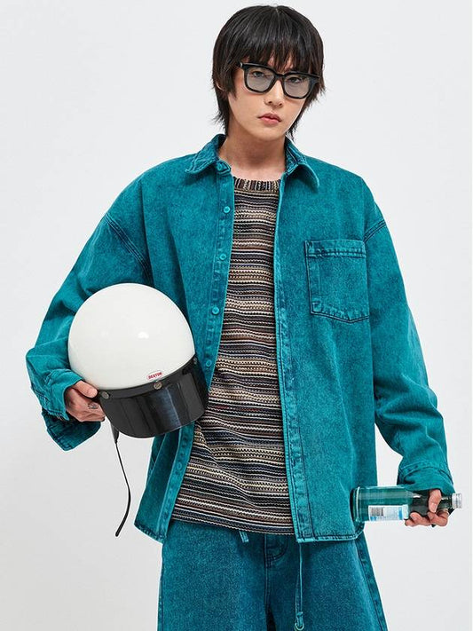 Soju Denim Long Sleeve Shirt Green - C WEAR BY THE GENIUS - BALAAN 2