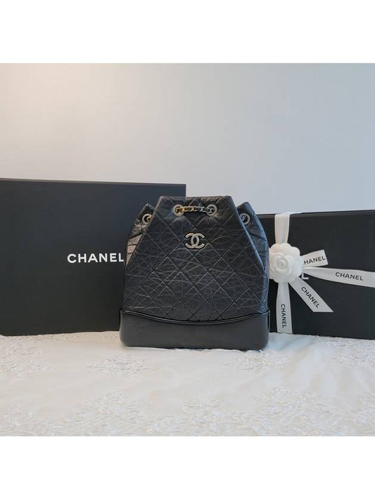 Aged Calfskin Small Gabrielle Backpack Black - CHANEL - 2