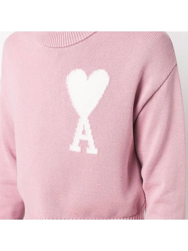 Big Heart Logo Knit Top Pink - AMI - BALAAN 4