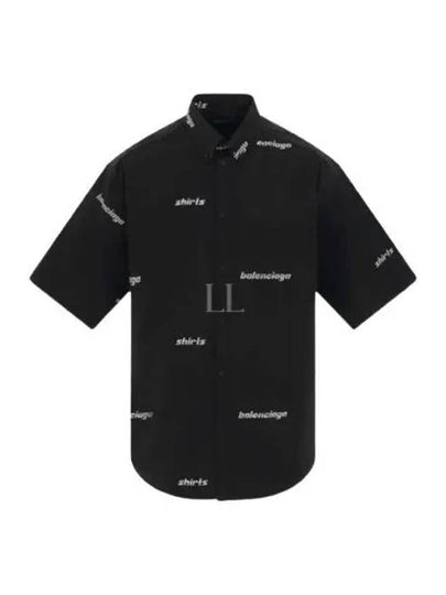 All-Over Logo Short Sleeve Shirt Black - BALENCIAGA - BALAAN 2