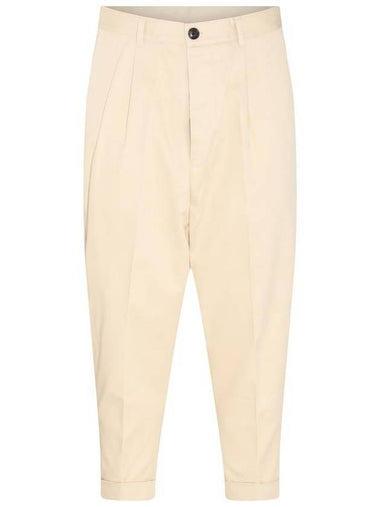 oversized carrot fit cotton straight pants vanilla - AMI - BALAAN 1