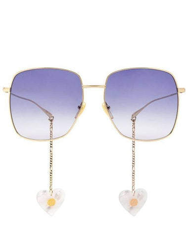 Eyewear Interlocking G Heart Chain Drop Sunglasses Blue - GUCCI - BALAAN 1