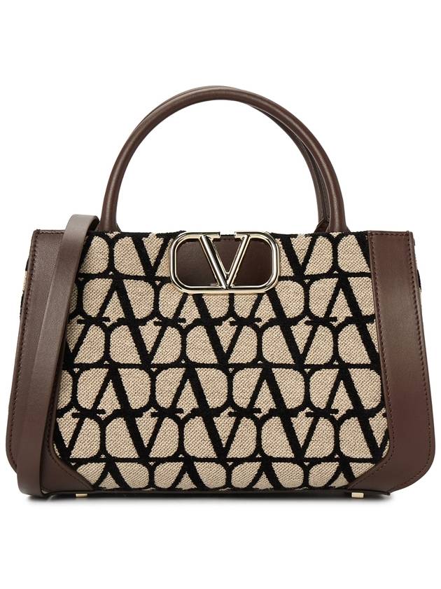 Iconographe VLogo Signature Small Tote Bag Beige Black Brown - VALENTINO - BALAAN 2