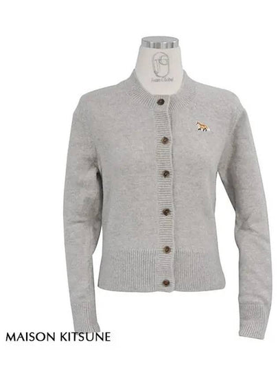 Baby Fox Patch Wool Cardigan Grey - MAISON KITSUNE - BALAAN 2