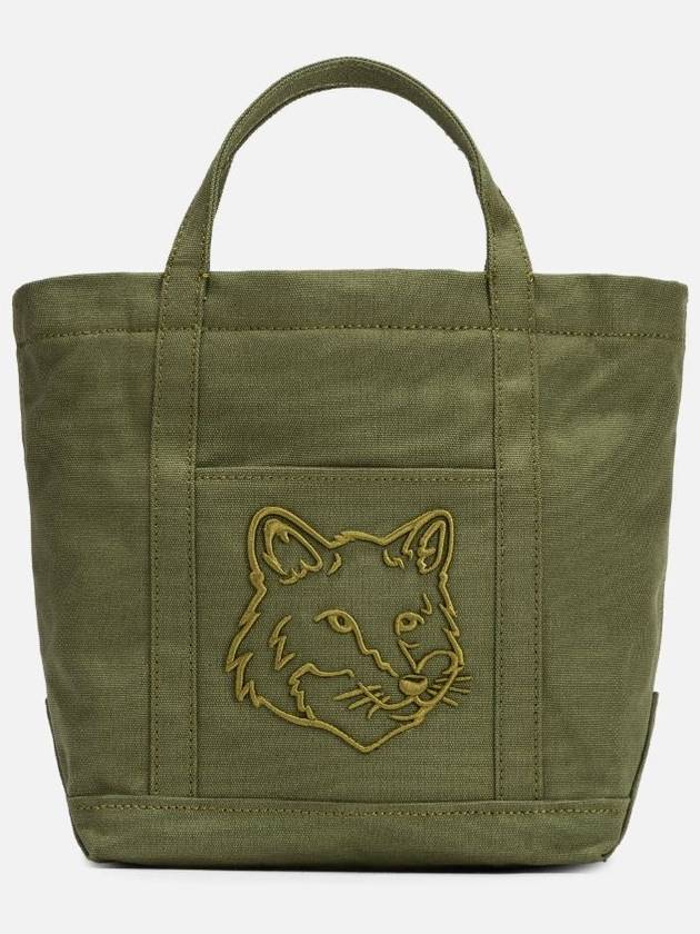 24SS Fox Head Small Tote Bag Shoulder Khaki - MAISON KITSUNE - BALAAN 1