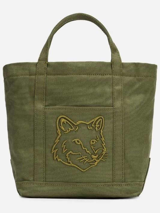 24SS Fox Head Small Tote Bag Shoulder Khaki - MAISON KITSUNE - BALAAN 1